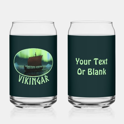 Wikingschiff und Nordlichter Dosenglas (Vorderseite)