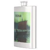 Wikingschiff und Nordlichter Flachmann (Links)