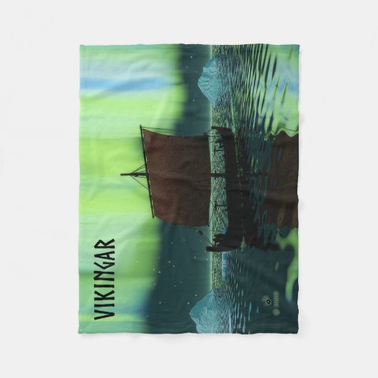 Wikingschiff und Nordlichter Fleecedecke (Vorderseite)