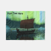 Wikingschiff und Nordlichter Fleecedecke (Vorderseite (Horizontal))
