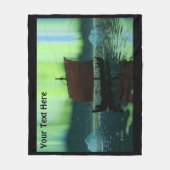 Wikingschiff und Nordlichter Fleecedecke (Vorderseite)