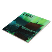 Wikingschiff und Nordlichter Fliese (Seite)