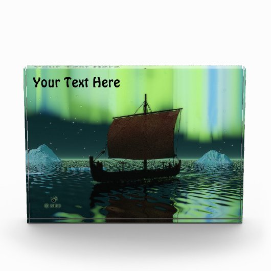 Wikingschiff und Nordlichter Fotoblock (Vorderseite)