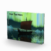Wikingschiff und Nordlichter Fotoblock (Rechts)