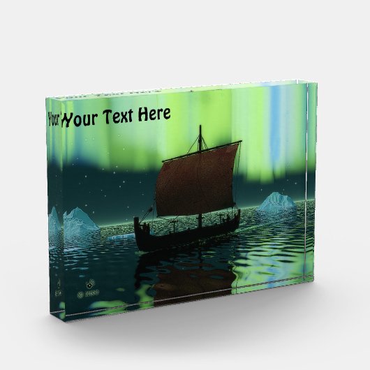 Wikingschiff und Nordlichter Fotoblock (Links)