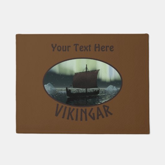 Wikingschiff und Nordlichter Fußmatte (Vorderseite)