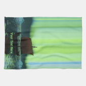 Wikingschiff und Nordlichter Geschirrtuch (Horizontal)