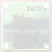 Wikingschiff und Nordlichter Glasuntersetzer (Rückseite)