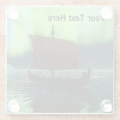 Wikingschiff und Nordlichter Glasuntersetzer (Rückseite)