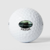 Wikingschiff und Nordlichter Golfball (Vorderseite)