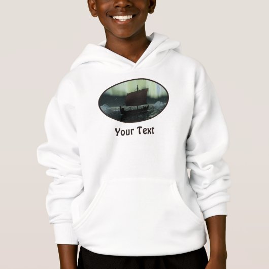 Wikingschiff und Nordlichter Hoodie (Vorderseite)