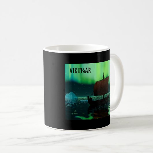 Wikingschiff und Nordlichter Kaffeetasse (VorderseiteRechts)