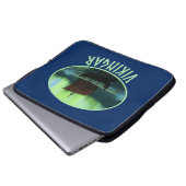 Wikingschiff und Nordlichter Laptopschutzhülle (Vorne Knopf)