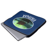 Wikingschiff und Nordlichter Laptopschutzhülle (Vorne Knopf)