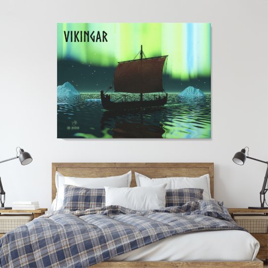 Wikingschiff und Nordlichter Leinwanddruck (Insitu (Schlafzimmer))
