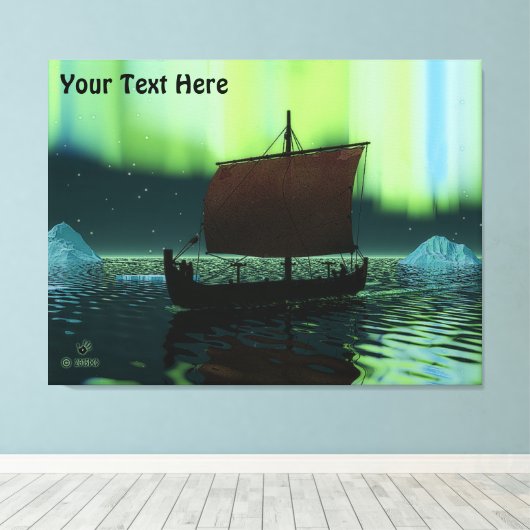 Wikingschiff und Nordlichter Leinwanddruck (Insitu (Holzboden))