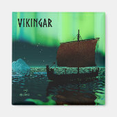 Wikingschiff und Nordlichter Magnet (Vorne)