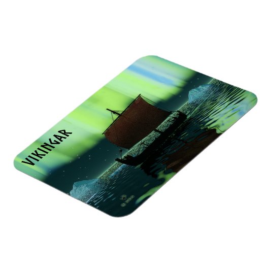 Wikingschiff und Nordlichter Magnet (Linke Seite)