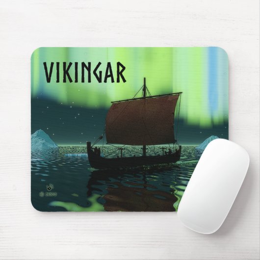 Wikingschiff und Nordlichter Mousepad (Mit Mouse)