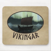 Wikingschiff und Nordlichter Mousepad (Vorne)