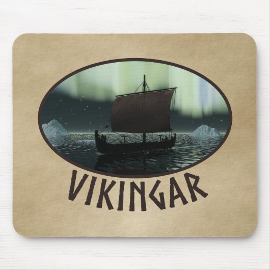 Wikingschiff und Nordlichter Mousepad (Vorne)