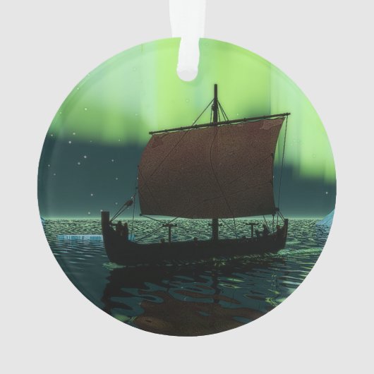 Wikingschiff und Nordlichter Ornament (Rückseite)