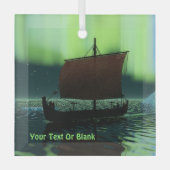 Wikingschiff und Nordlichter Ornament Aus Glas (Vorderseite)