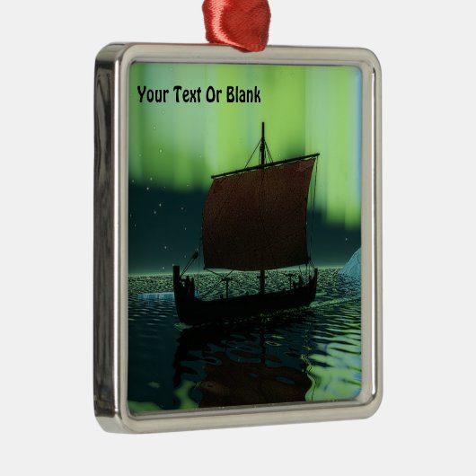 Wikingschiff und Nordlichter Ornament Aus Metall (Rechts)