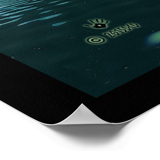 Wikingschiff und Nordlichter Poster (Ecke)