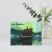 Wikingschiff und Nordlichter Postkarte (Stehend Vorderseite)