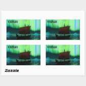 Wikingschiff und Nordlichter Rechteckiger Aufkleber (Blatt)