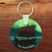 Wikingschiff und Nordlichter Schlüsselanhänger (Vorderseite)