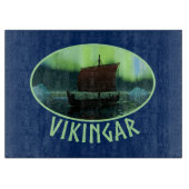 Wikingschiff und Nordlichter Schneidebrett (Vorderseite)