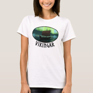 Wikingschiff und Nordlichter T-Shirt