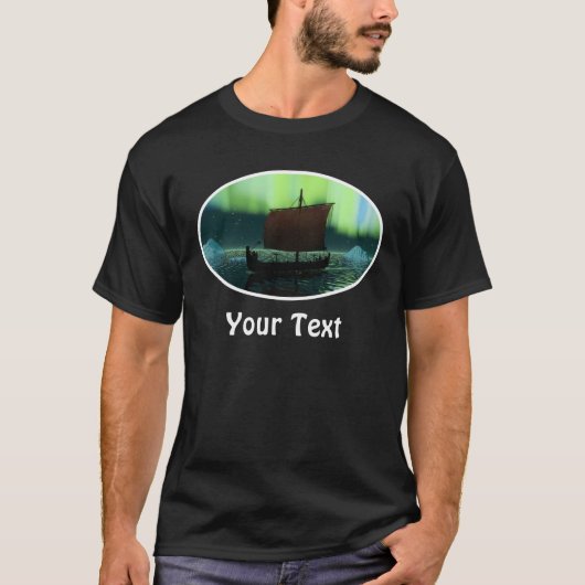 Wikingschiff und Nordlichter T-Shirt (Vorderseite)