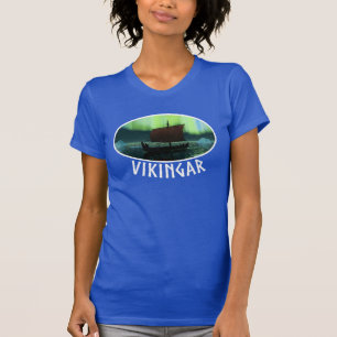 Wikingschiff und Nordlichter T-Shirt