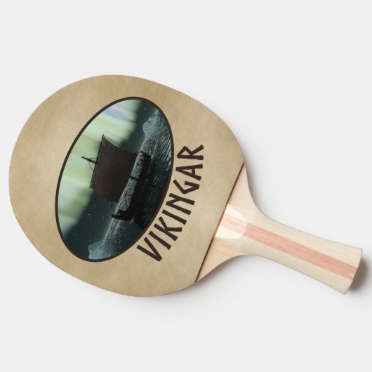 Wikingschiff und Nordlichter Tischtennis Schläger (Seitenansicht)