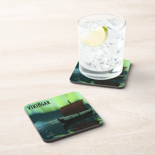 Wikingschiff und Nordlichter Untersetzer (Rechte Seite)