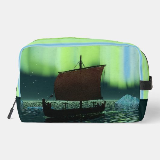 Wikingschiff und Nordlichter Waschbeutel (Rückseite)