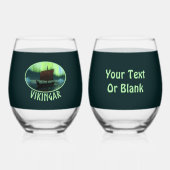 Wikingschiff und Nordlichter Weinglas Ohne Stiel (Vorderseite)