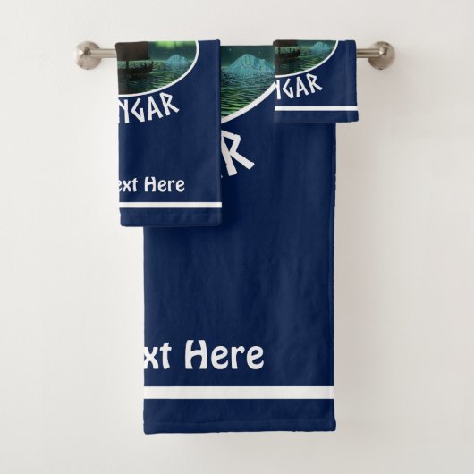 Wikingschiff unter Nordlicht Badhandtuch Set (Insitu)