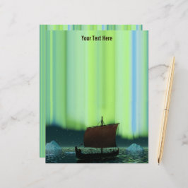 Wikingschiff unter Nordlicht Briefbogen