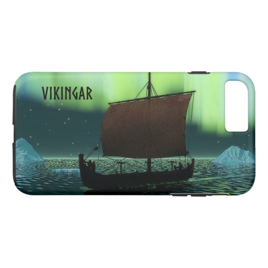 Wikingschiff unter Nordlicht Case-Mate iPhone Hülle (Rückseite (Horizontal))