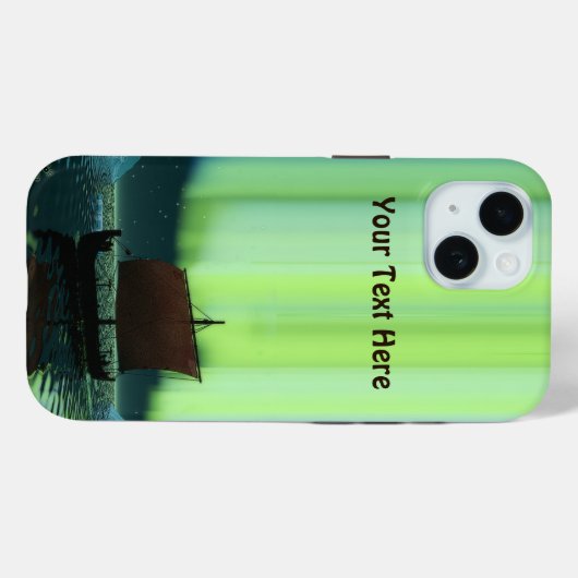 Wikingschiff unter Nordlicht Case-Mate iPhone Hülle (Rückseite (Horizontal))