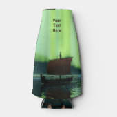 Wikingschiff unter Nordlicht Flaschenkühler (Vorderseite)