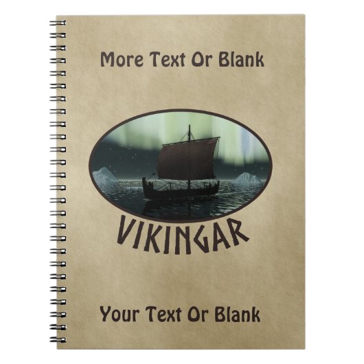 Wikingschiff unter Nordlicht Notizblock (Vorderseite)