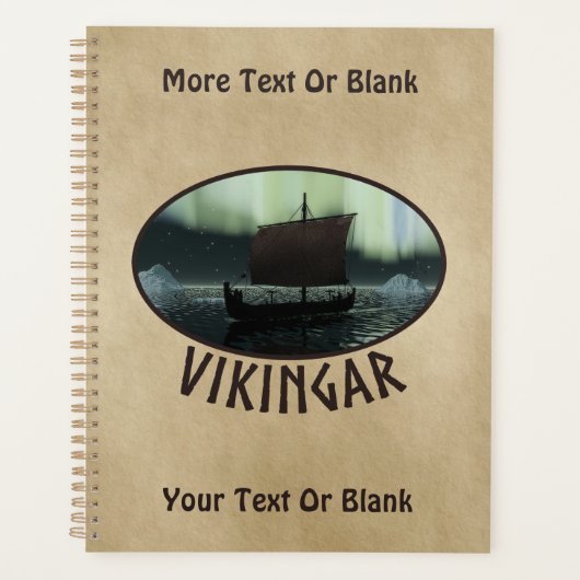 Wikingschiff unter Nordlicht Planer (Vorderseite)