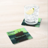 Wikingschiff unter Nordlicht Rechteckiger Pappuntersetzer (Vor Ort)