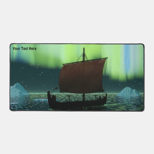 Wikingschiff unter Nordlicht Schreibtischunterlage (Vorderseite)