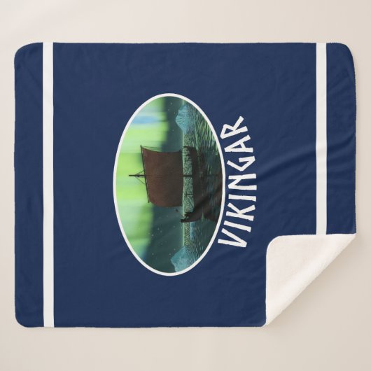 Wikingschiff unter Nordlicht Sherpadecke (Vorderseite (Horizontal))